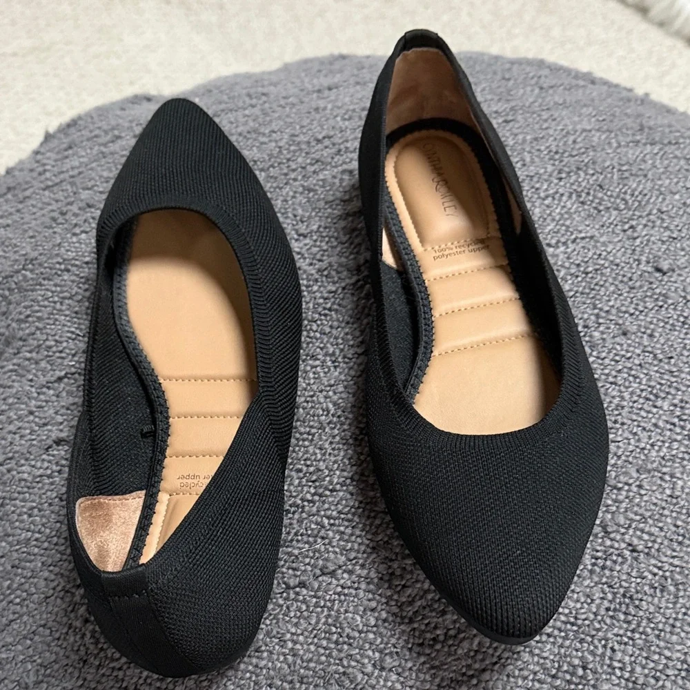 Cynthia Rowley Black Pointed-Toe ballet Knit Flats - Picture 5 of 13